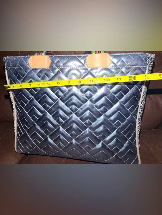 Consuela Silver Quilted Tote with Rainbow Straps - Picture 13 of 14